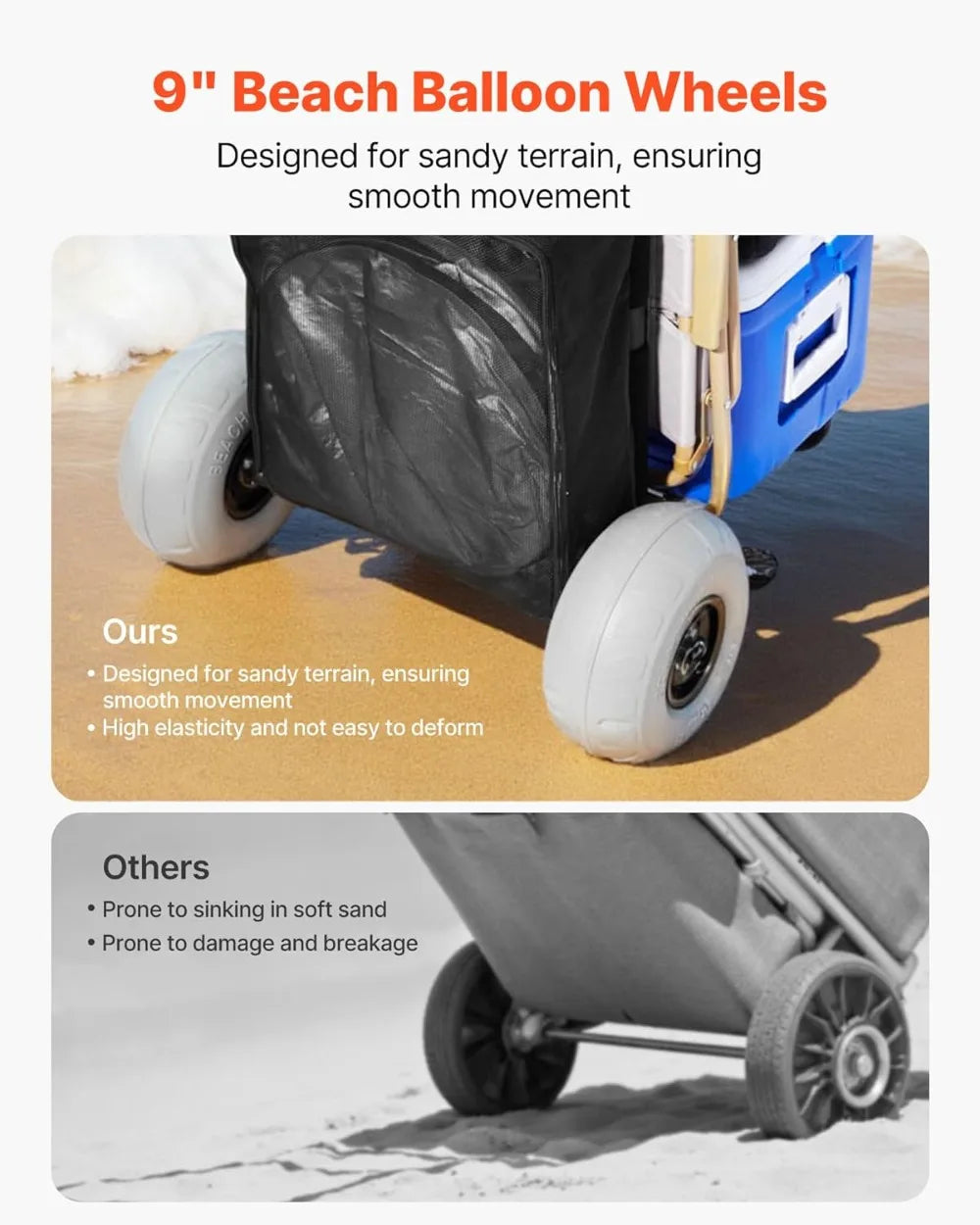 Beach Dolly with Big All-Terrain Wheels — Versatile Hauler for Beach, Camping & Events