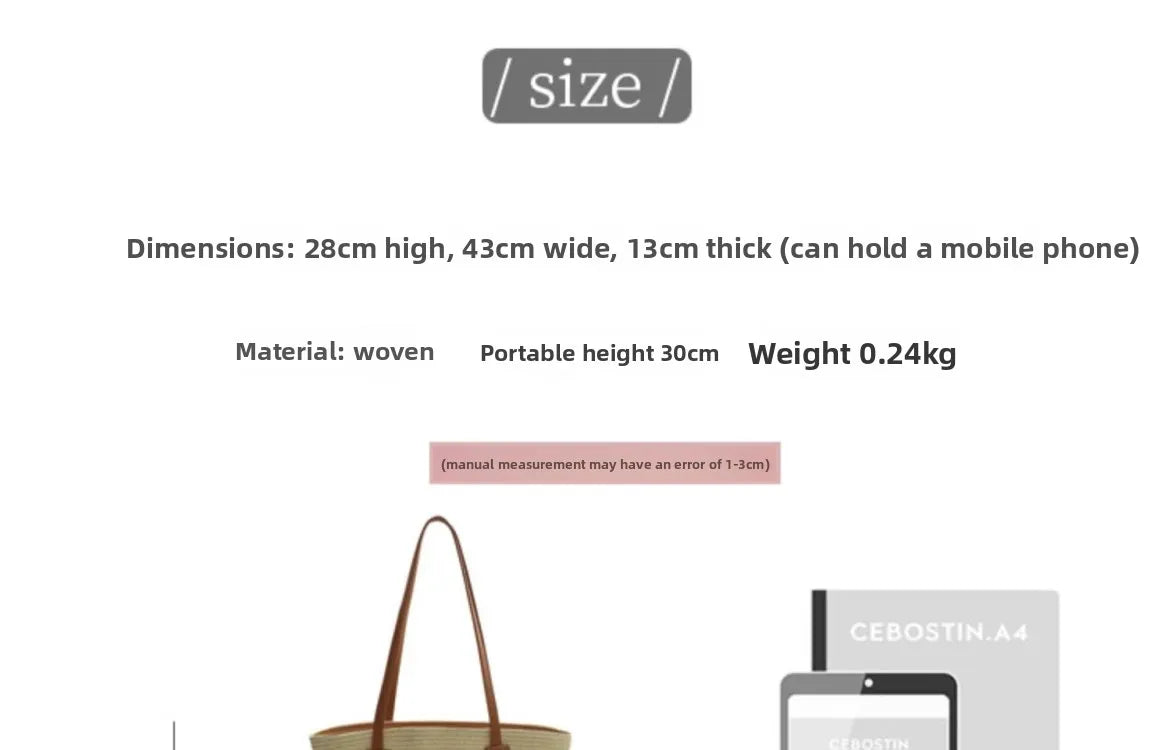 Large Straw Beach Tote