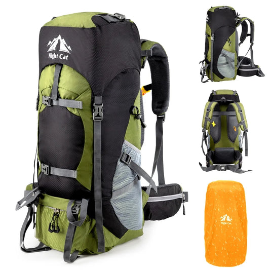 Night Cat Hiking Backpack – Lightweight Packable Pack with Rain Cover, No Frame
