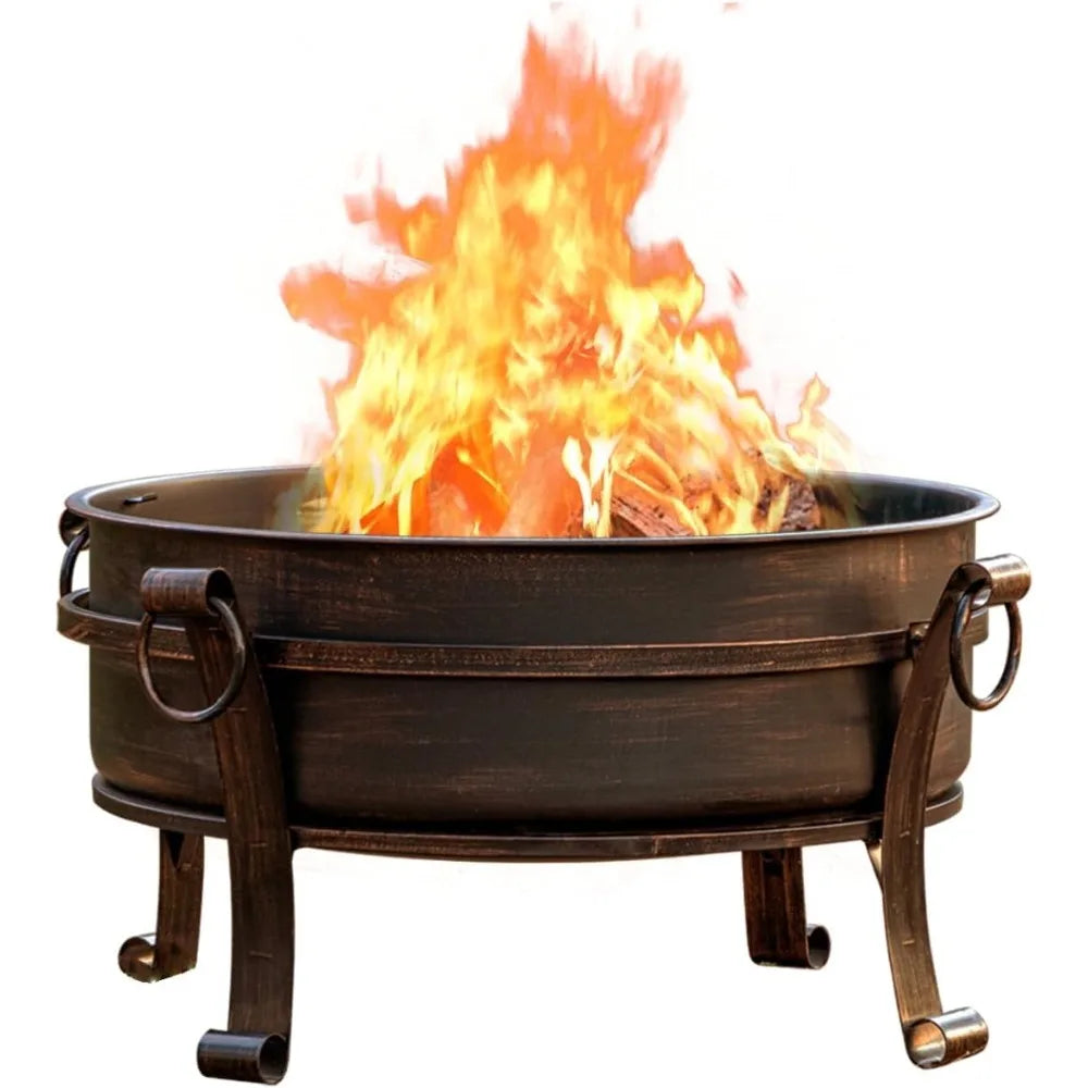 36 Inch Fire Pit with Grill & Lid