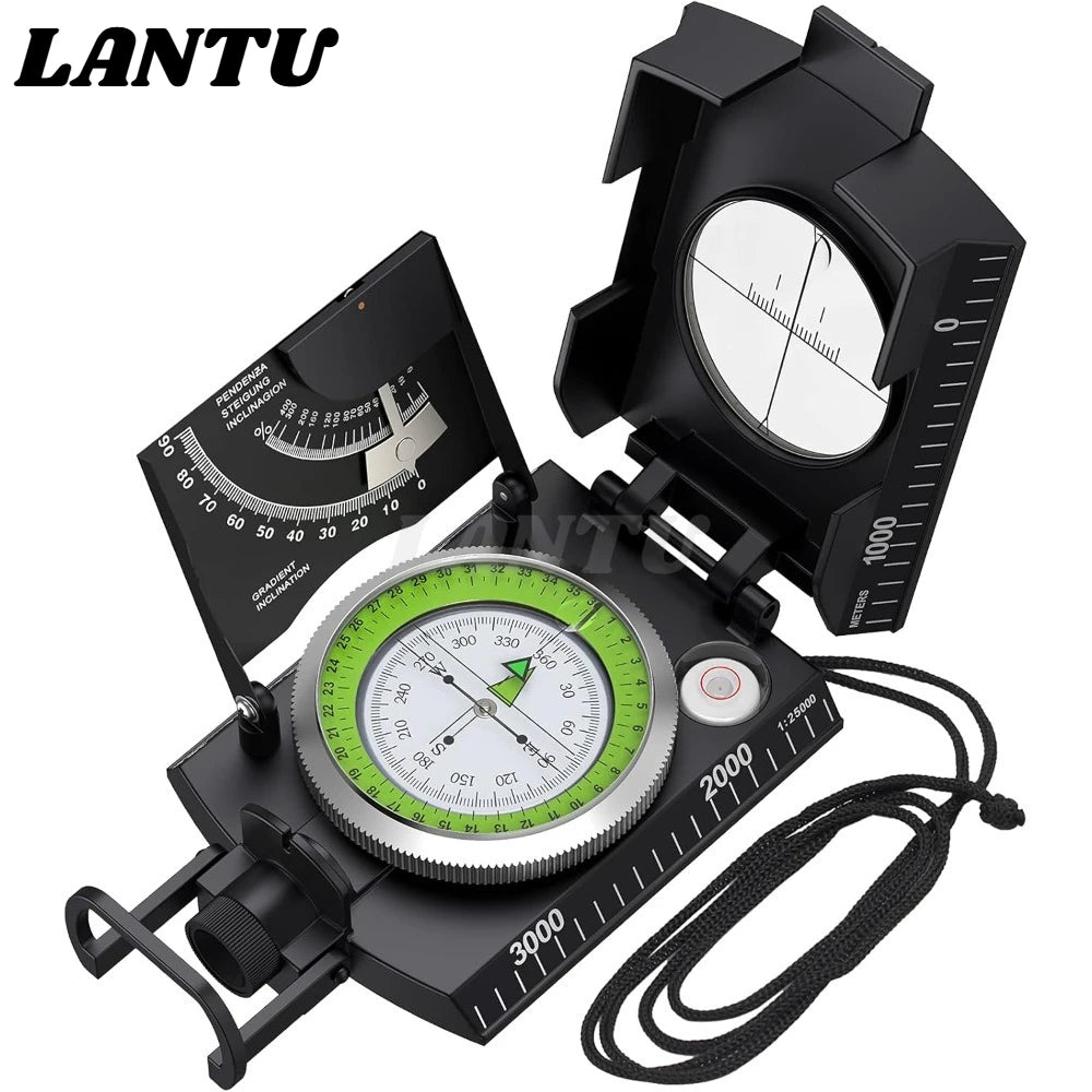 Durable Metal Military Compass, Waterproof with Fluorescent Scale