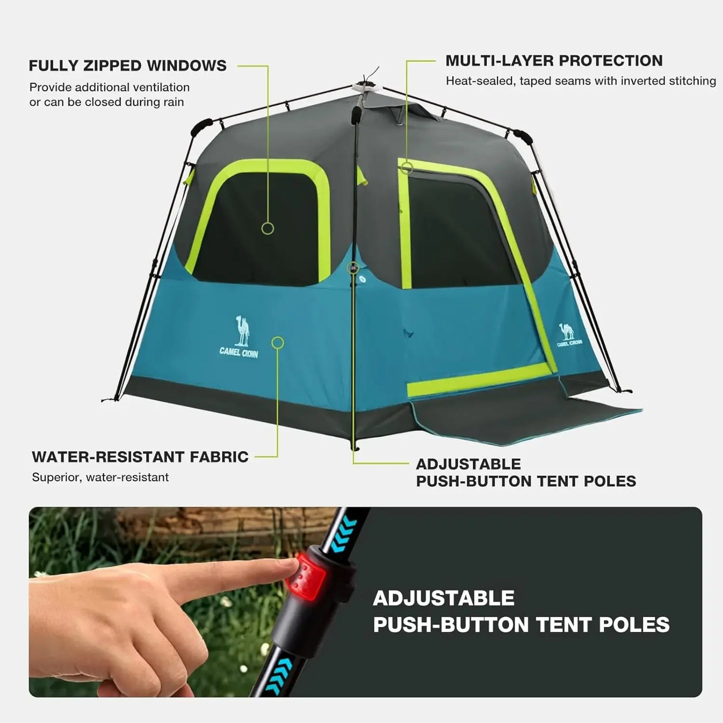 4 Person Waterproof Tent with Carry Bag