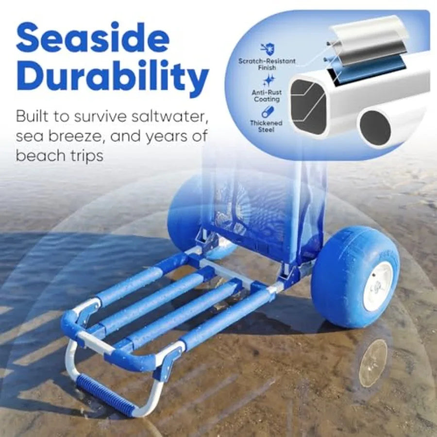 Heavy Duty Collapsible Beach Wagon with Balloon Tires
