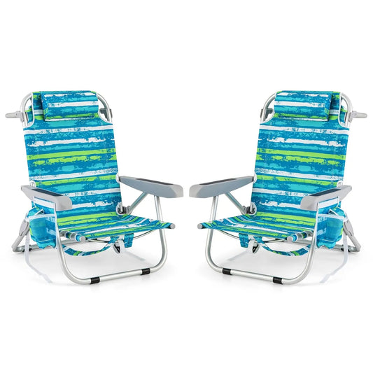 Backpack Beach Chair 2-Pack Foldable
