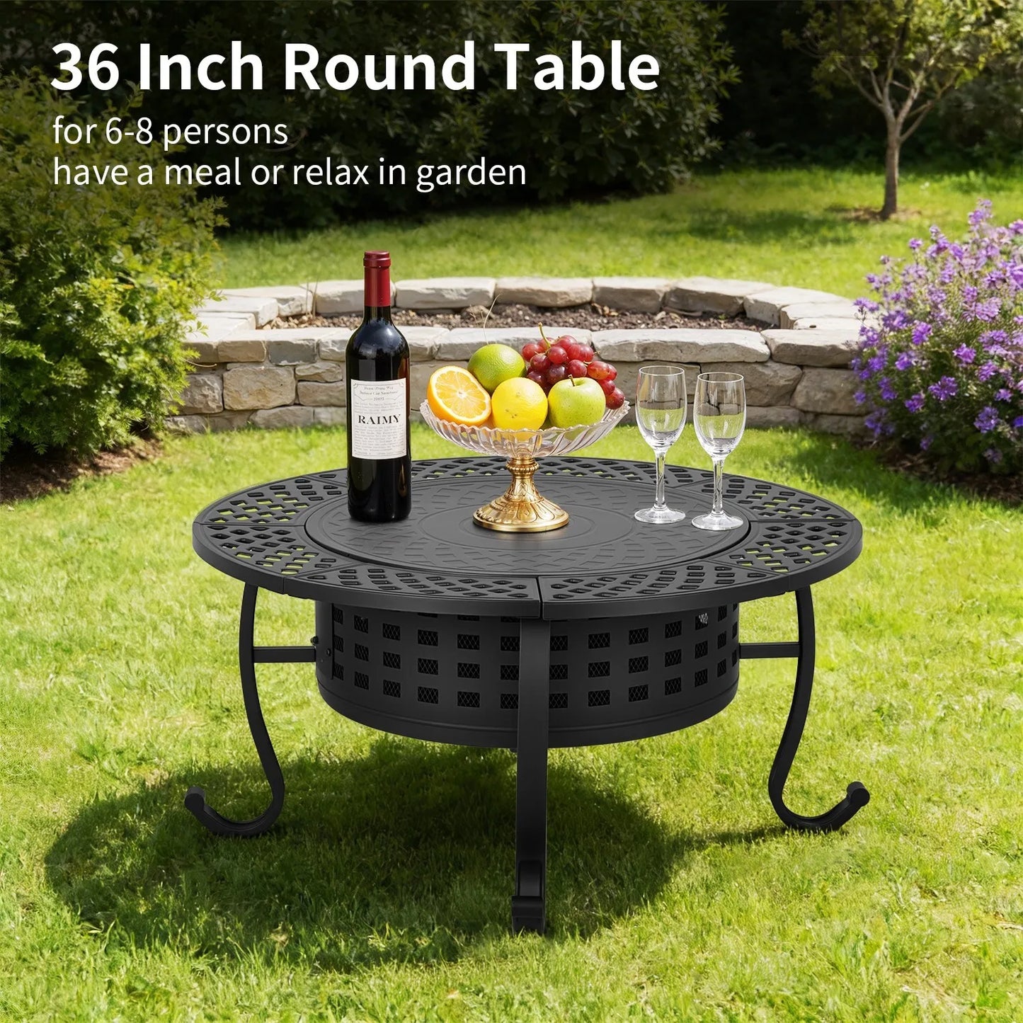 36 Inch Wood Burning Fire Pit with 2 Adjustable Grills & Lid