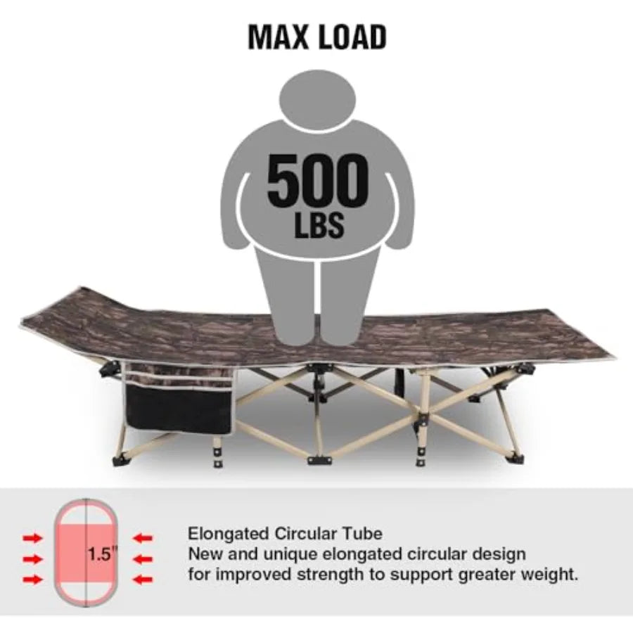 XL Camping Cot – 500 lb Capacity, All-Season