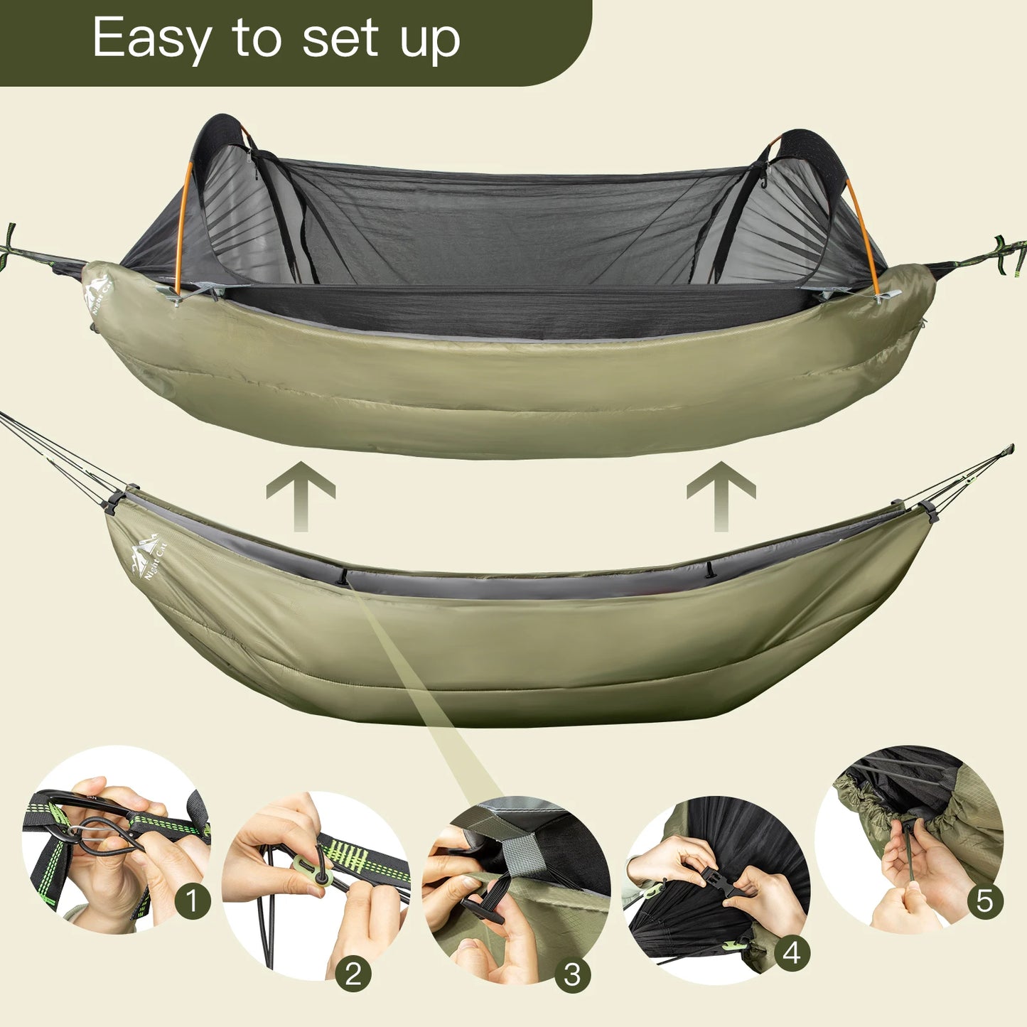 Night Cat Hammock Underquilt – 4-Season Insulated Under Blanket for Camping