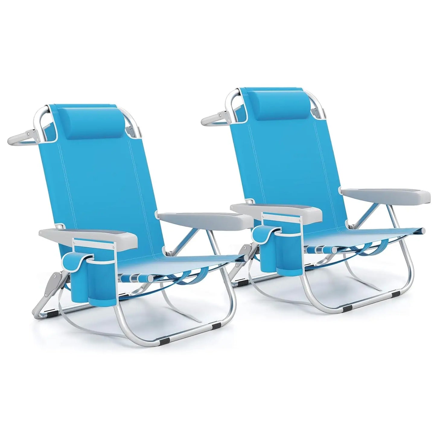 Backpack Beach Chair, 2-Pack, Foldable, 5-Position