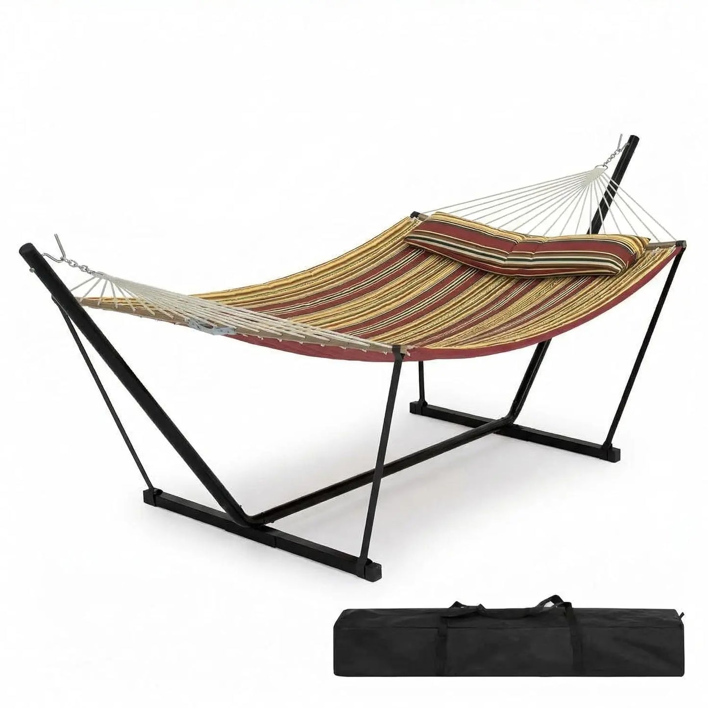 2-Person Padded Polyester Hammock w/ Stand 450 LB Steel Frame and  Carry Bag
