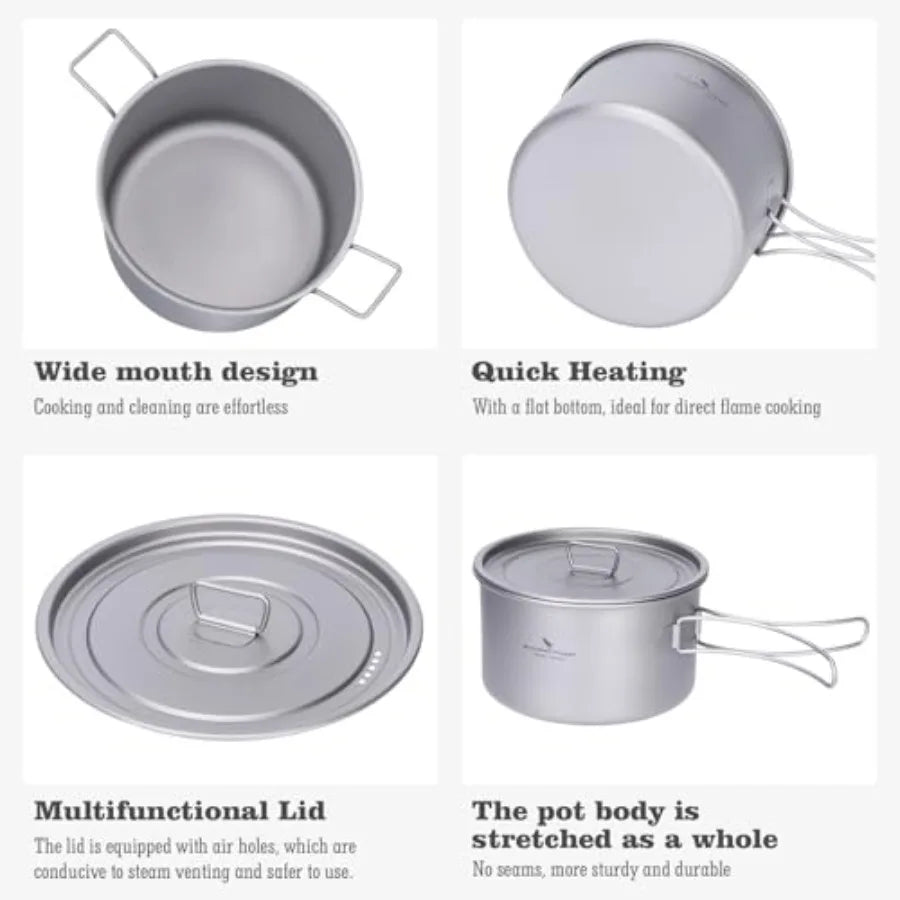 Titanium Pots Set with Lid 
1.2L+1.8L+2.4L