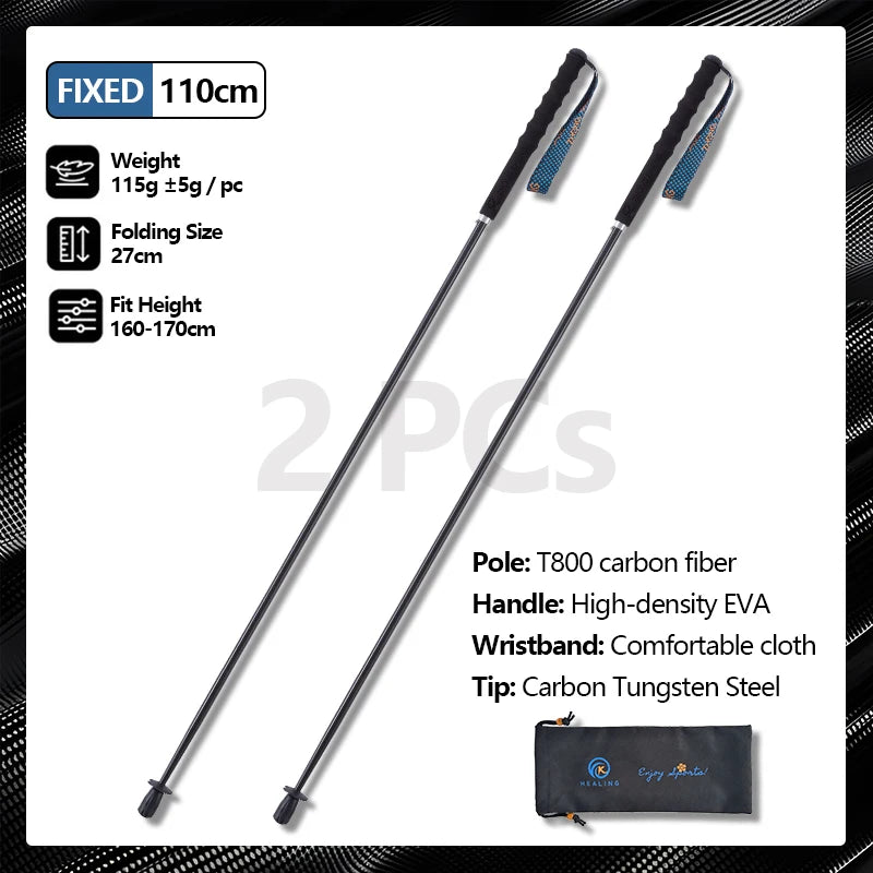 T800 Carbon Fiber Telescopic Trekking Poles: Lightweight Collapsible Hiking Sticks (Set of 2)