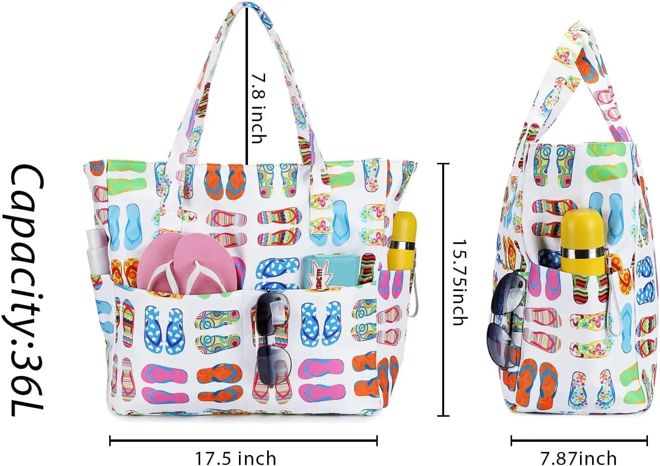 Waterproof Beach Tote Bag with Wet Compartment