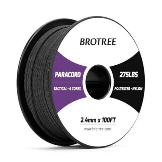 275 Paracord | 2.4mm Tactical Cord | 100ft Spool | 275LB Breaking Strength