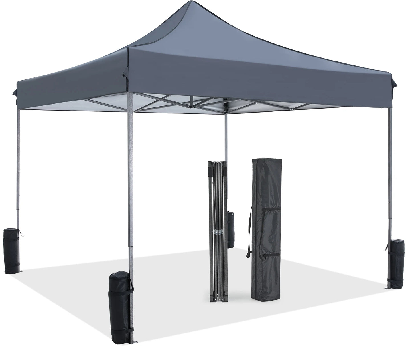 JHK 10x10ft Pop Up Outdoor Canopy Tent Easy Setup Shade Instant Portable Sun Shelter Canopy Tent with Sand Bags for Camping and Commercial Events