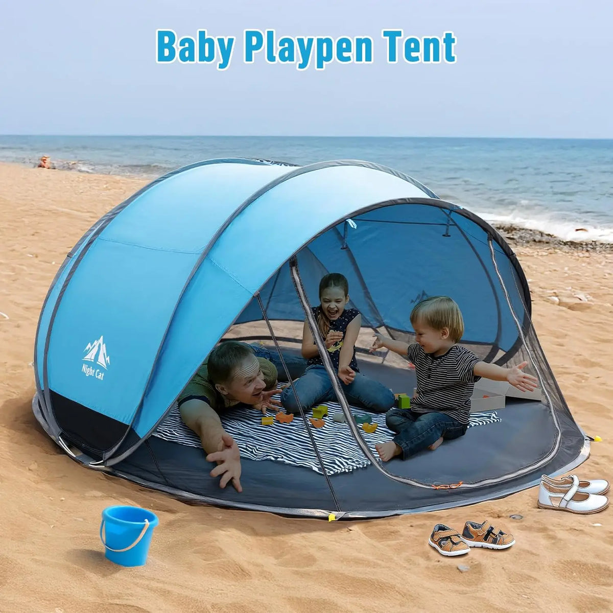 Large Pop-Up Beach Sun Shade Shelter — Fits 2-4 People, Instant Setup