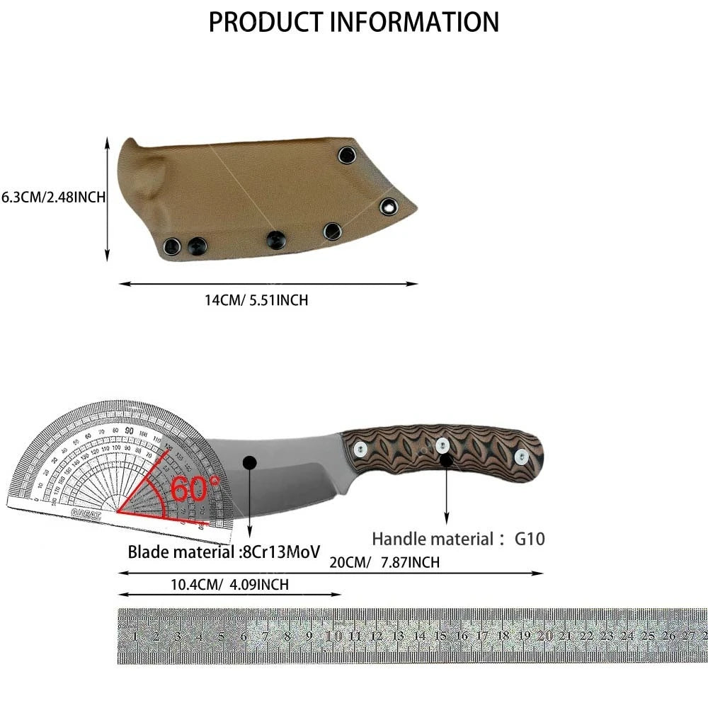 Portable G10 Fixed Blade Knife with K Sheath — 2 Models, Stainless Steel, EDC Outdoor