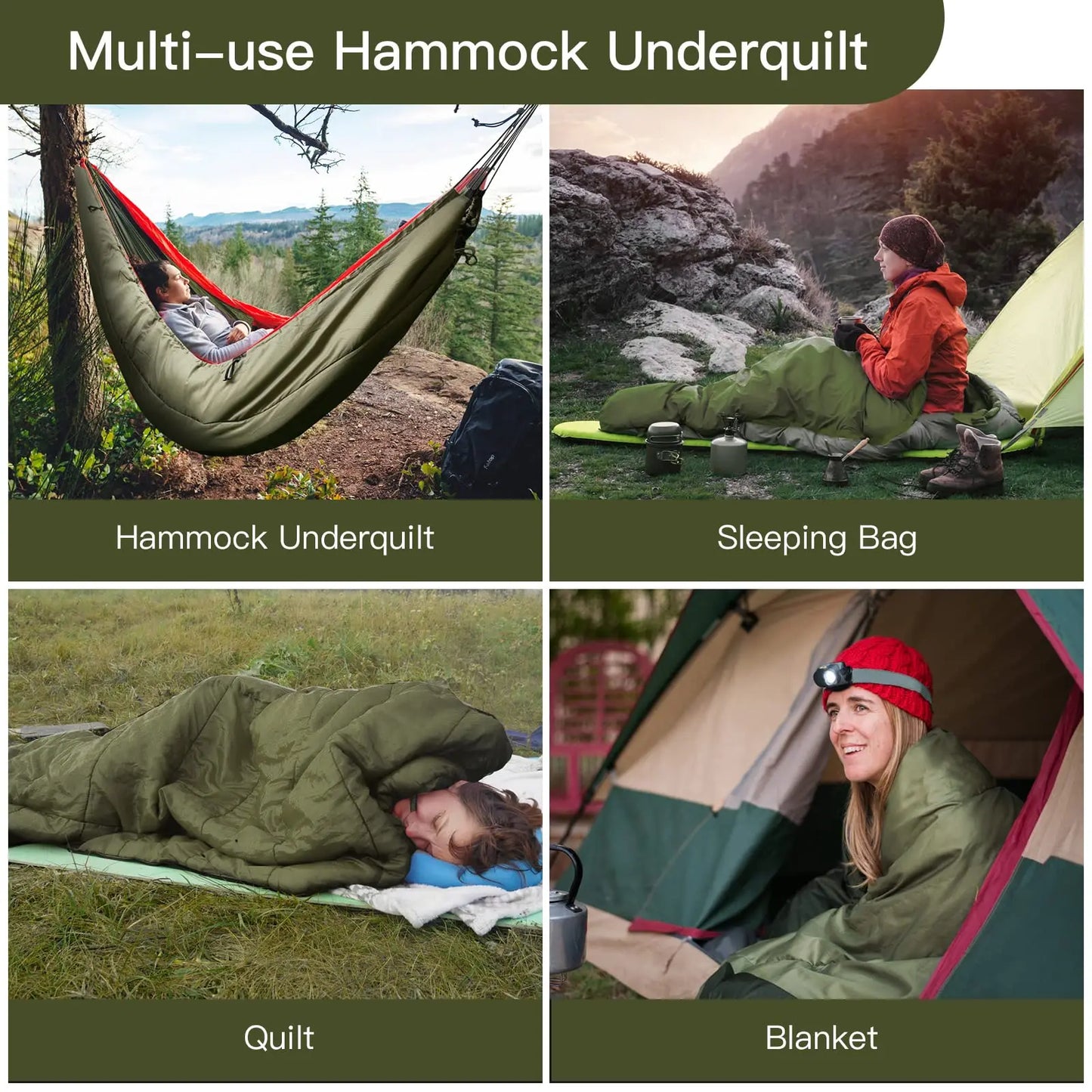 Night Cat Hammock Underquilt – 4-Season Insulated Under Blanket for Camping