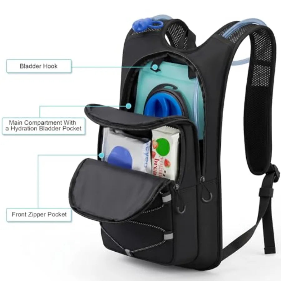 Hydration Backpack - Lightweight with 2L Water Bladder