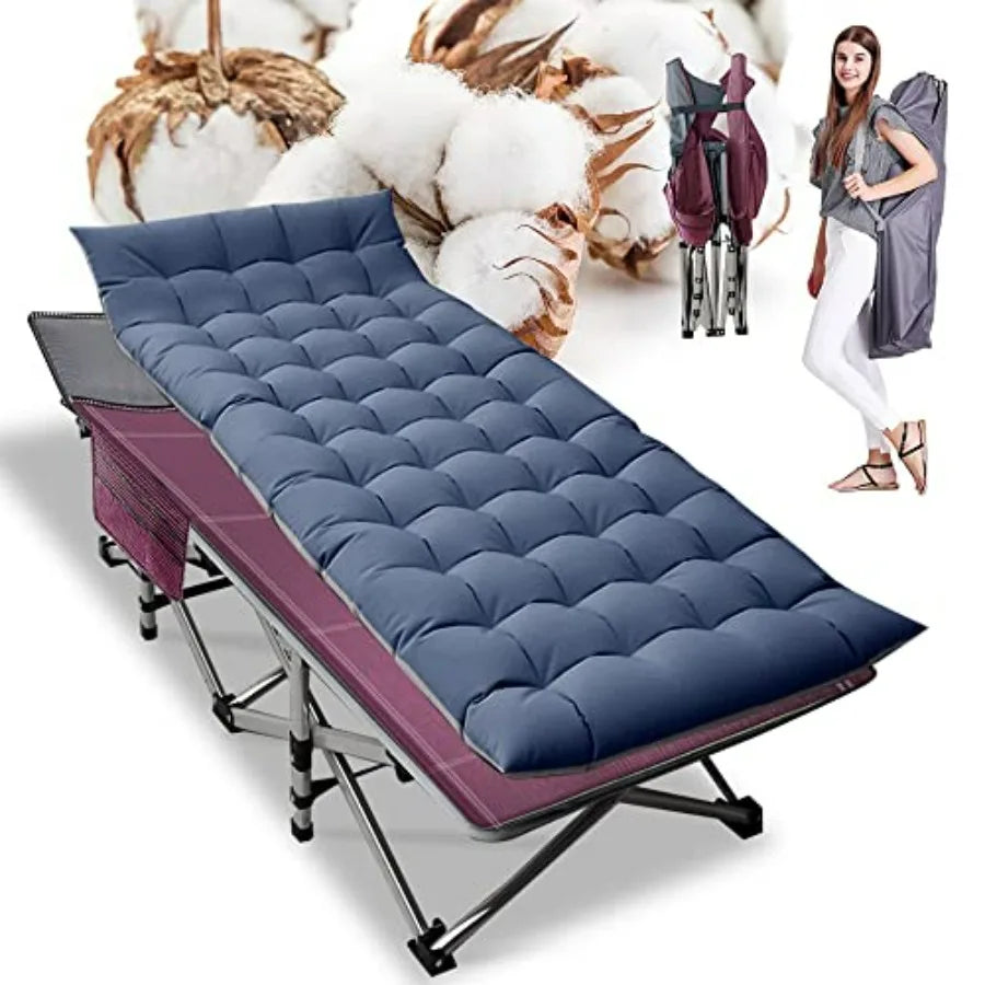 Camping Cot: 28" Extra Wide, Heavy-Duty 1200D Oxford Fabric