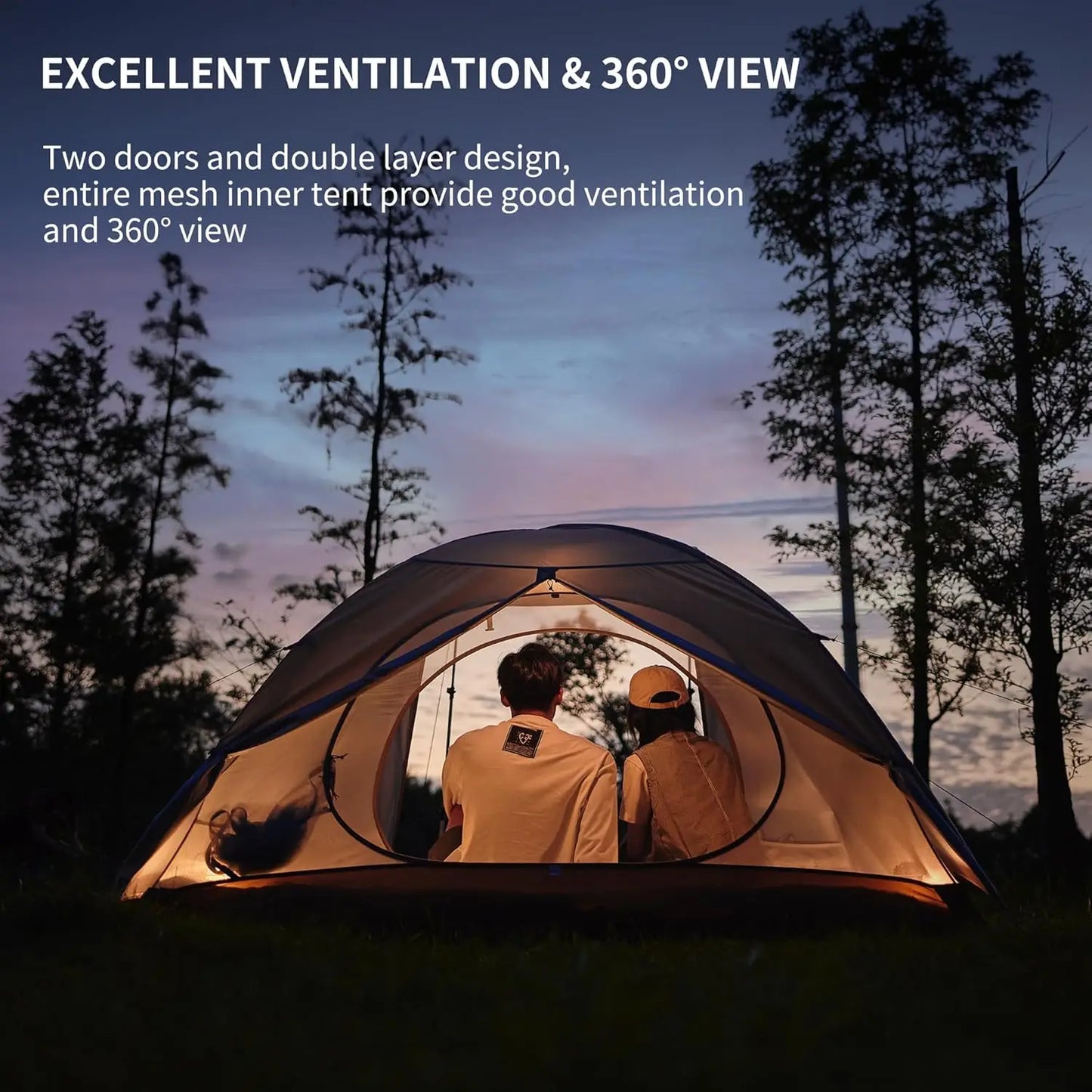 Lightweight 2-3 Person Backpacking Tent, Waterproof Double Layer Camping Tent with Easy Setup