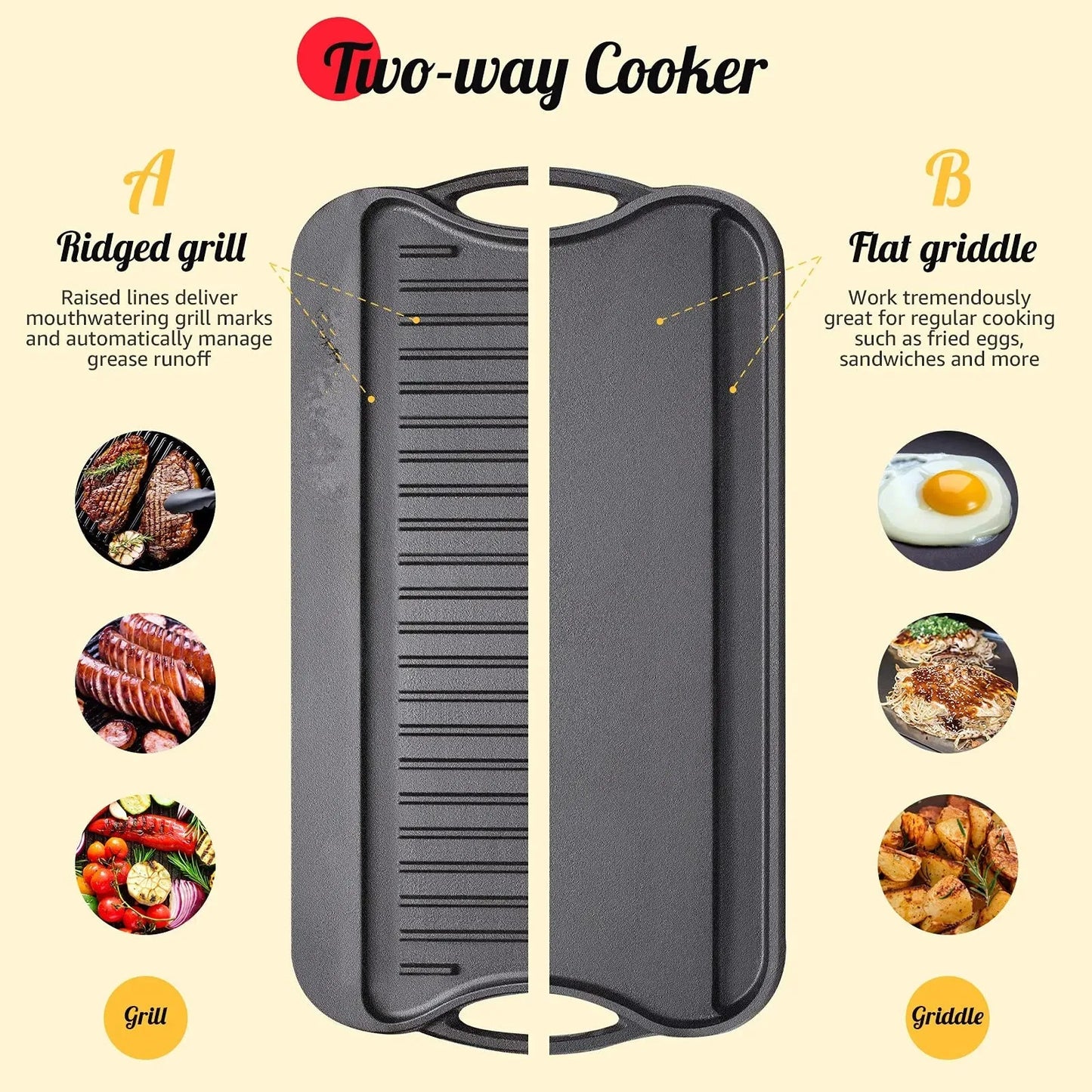 Cast Iron Grill Pan BBQ