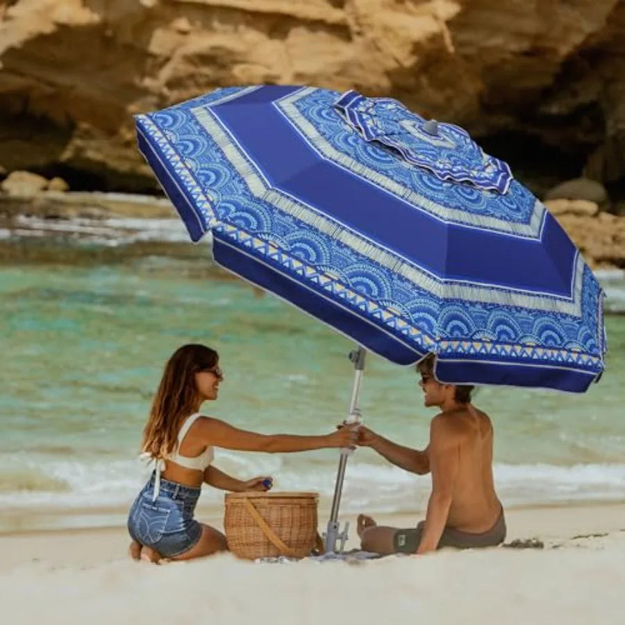 7ft High Wind Beach Umbrella with Sand Anchor