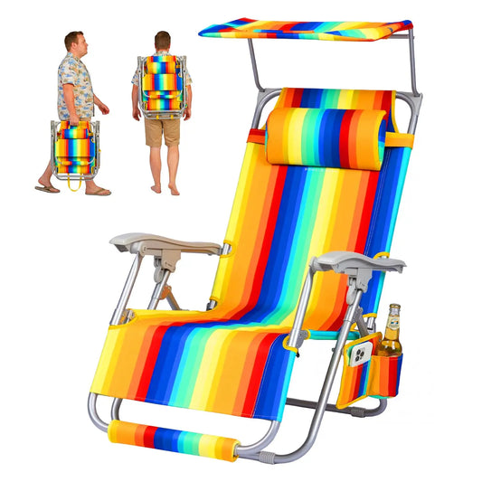 Lightweight Backpack Beach Chair, Zero Gravity Chair with Canopy