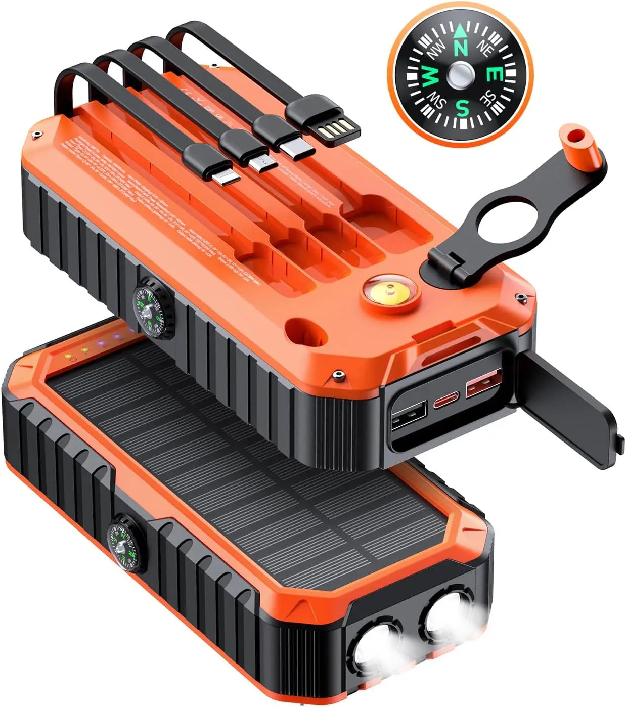 Solar Charger Power Bank 40000mAh Built in 4 Cables and Hand Crank