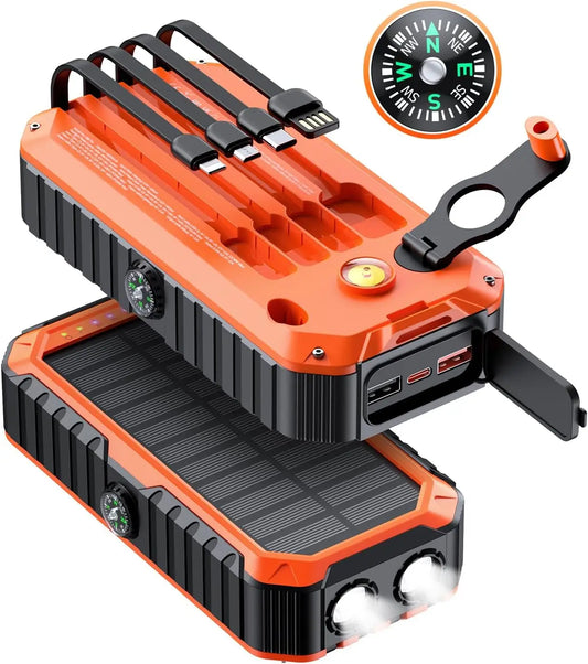 Solar Charger Power Bank 40000mAh, Hand Crank, 6 Outputs & 4 Inputs