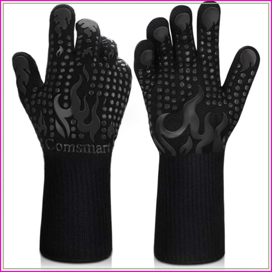 1472°F Heat Resistant BBQ Gloves | Silicone Non-Slip Grilling & Oven Gloves