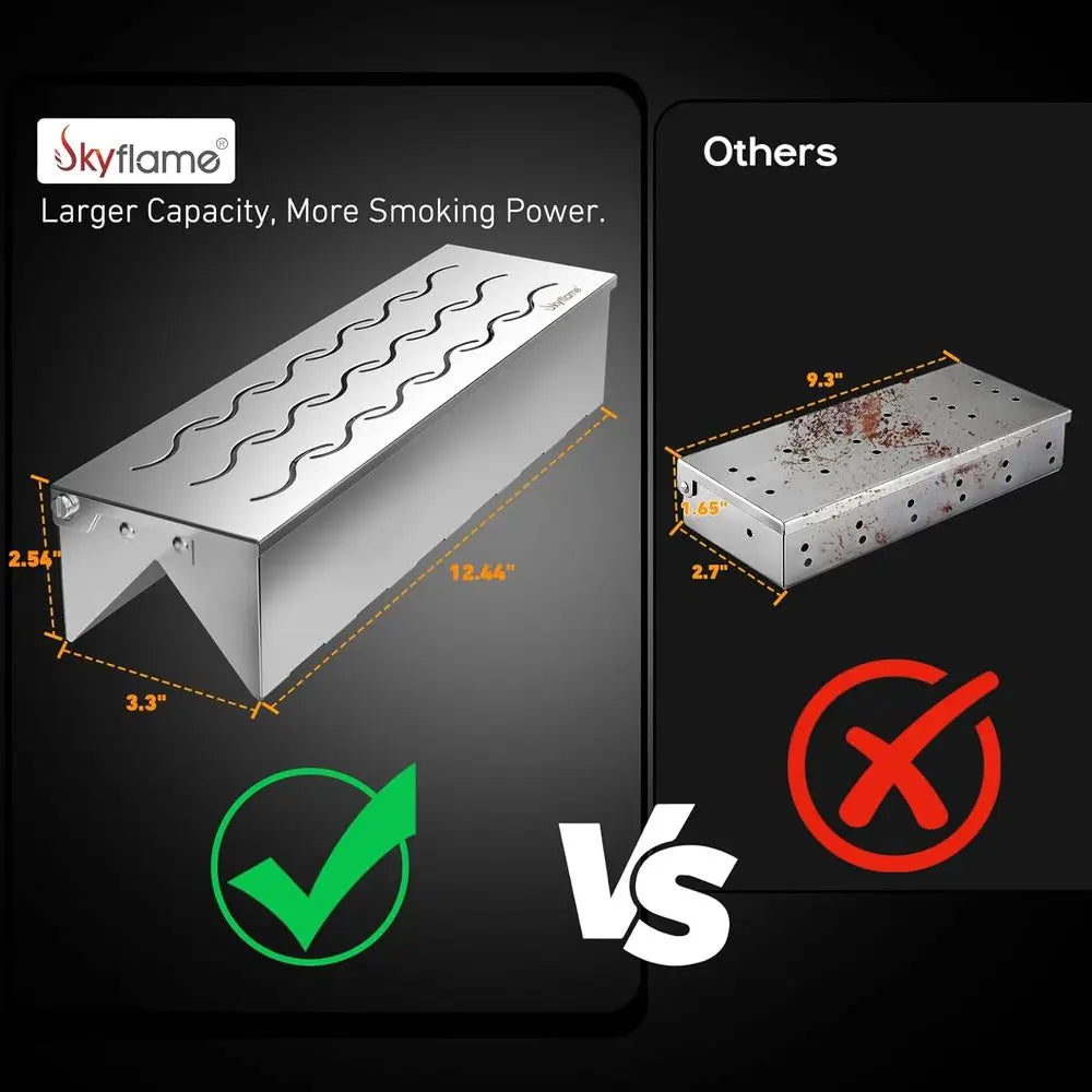 Wood Chip Smoker Box | Stainless Steel BBQ Smoke Box for Gas & Charcoal Grills