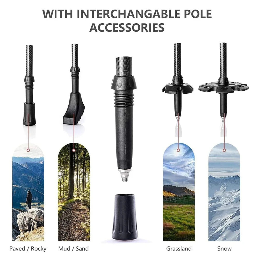 2 PCS Trekking Poles, Lightweight Carbon Fiber