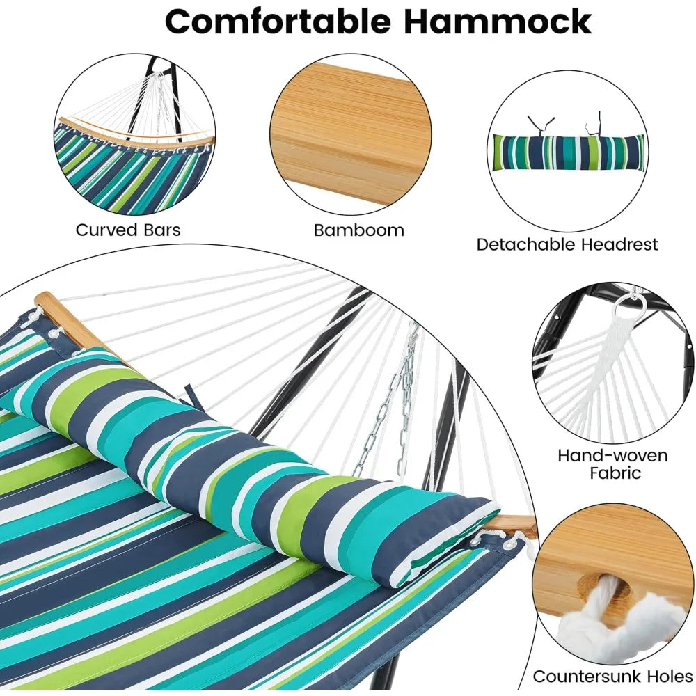 Padded Hammock with Stand & Removable Pillow