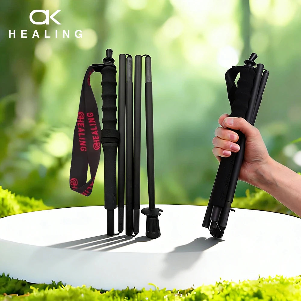 Carbon Fiber Folding Trekking Poles: Ultralight 5-Section Hiking Sticks (Set of 2)