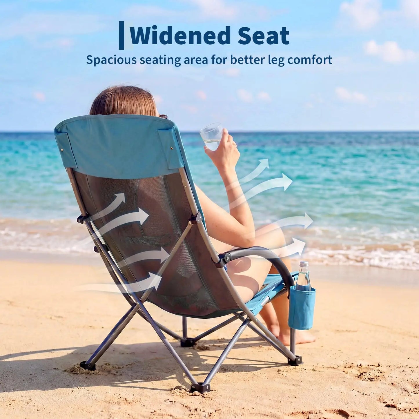High Beach Chair 2 Pack, Extra Wide Seat