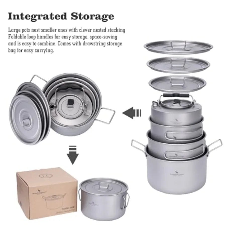 Titanium Pots Set with Lid 
1.2L+1.8L+2.4L
