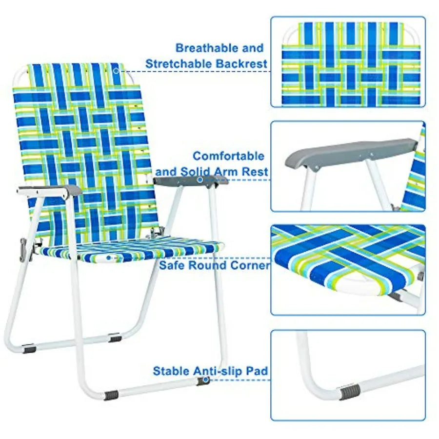 Outdoor webbed folding chairs set of 2