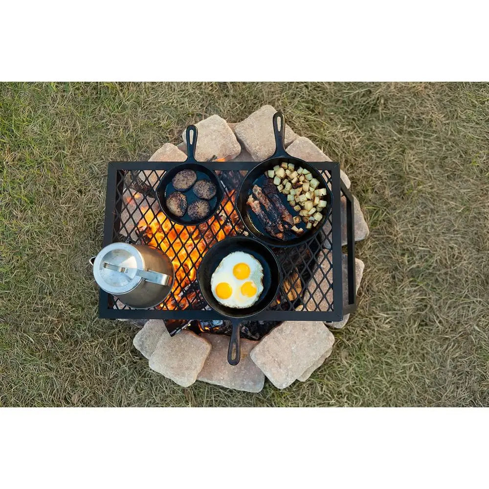 Heavy-Duty Portable Camping Grill Grate Outdoor Open Flame Cooking, Foldable, Sturdy, 15.9 x 12.2, Black