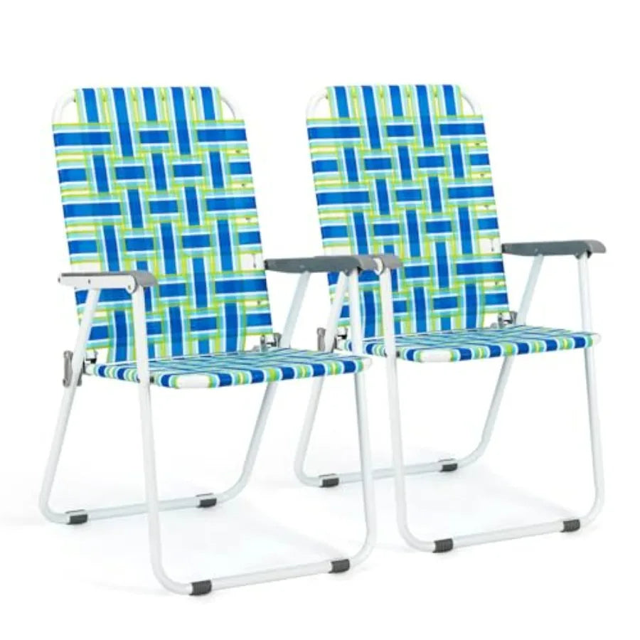 Outdoor webbed folding chairs set of 2