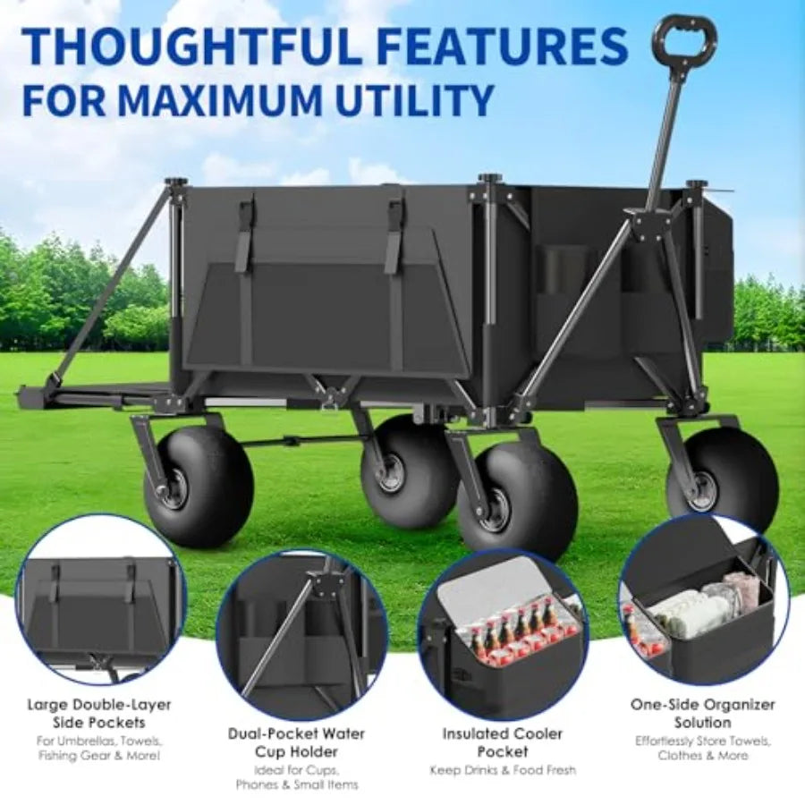 Beach Wagon for sand use - heavy duty steel frame, 450lbs load capacity
