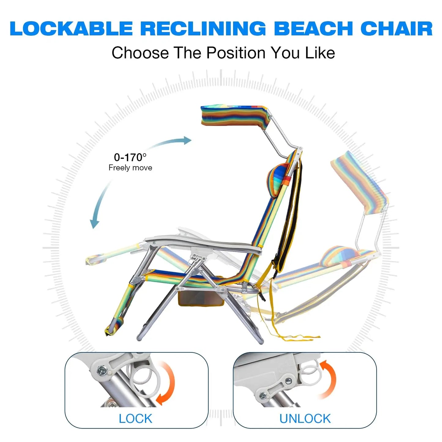 Lightweight Backpack Beach Chair, Zero Gravity Chair with Canopy