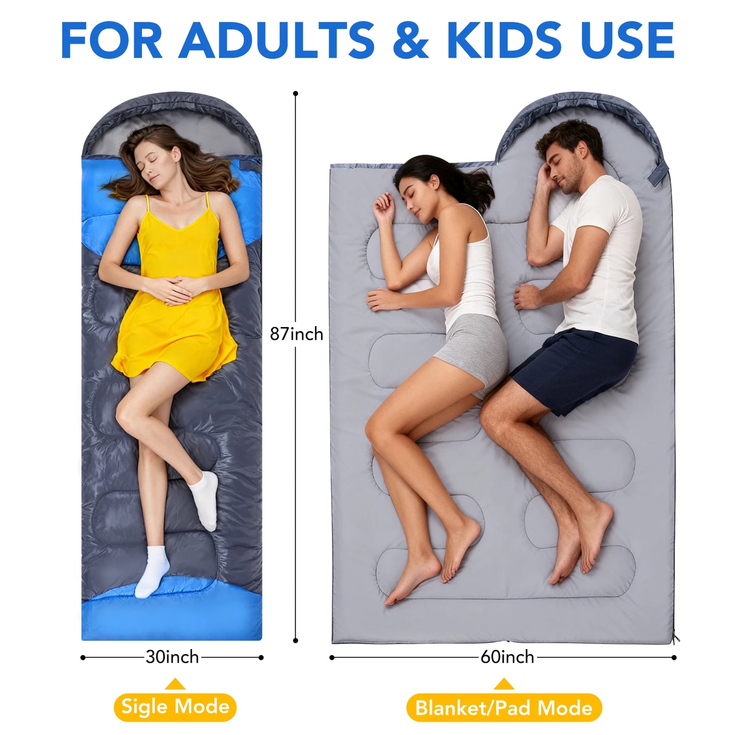 3-Season Cotton Camping Sleeping Bag – Splicing Double