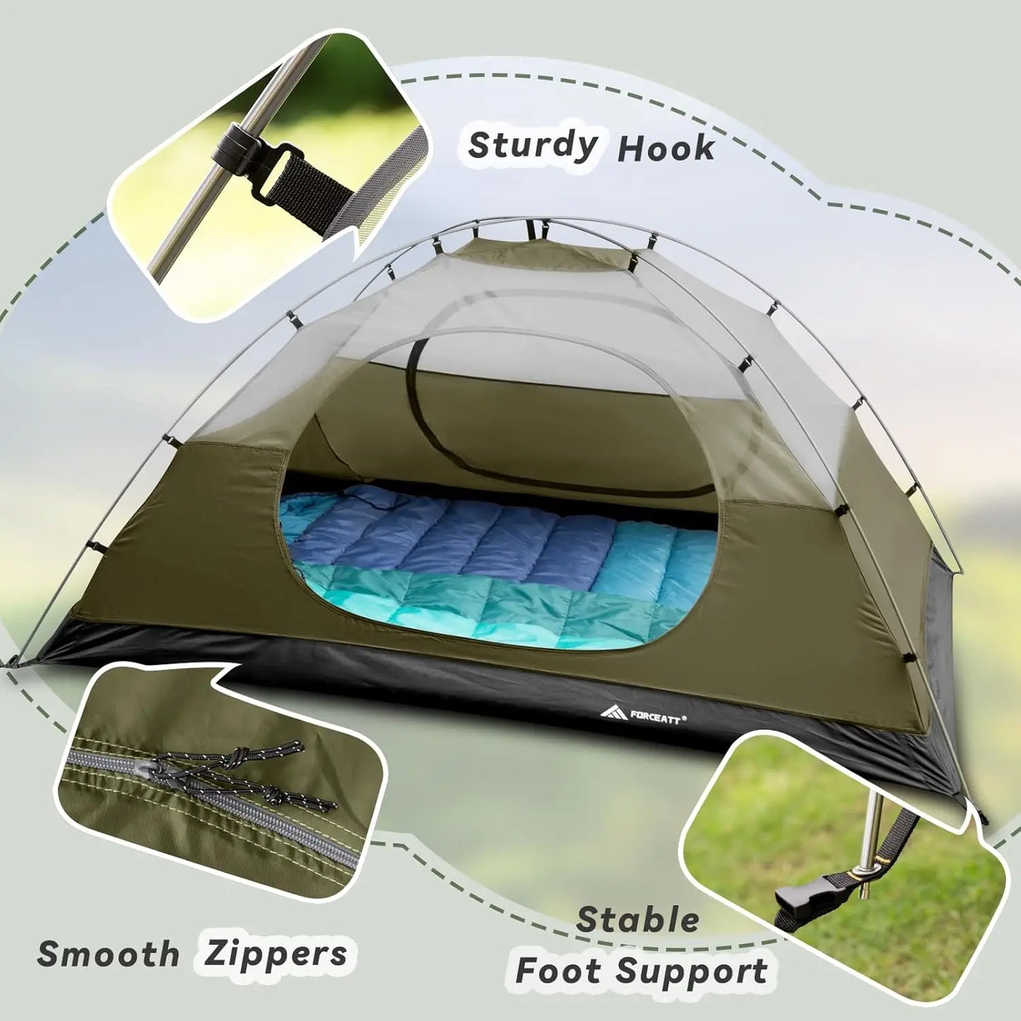 Camping Tent 2/3/4 Person, Lightweight Waterproof Backpacking Tent for Outdoor Hiking and Travel with Easy Setup