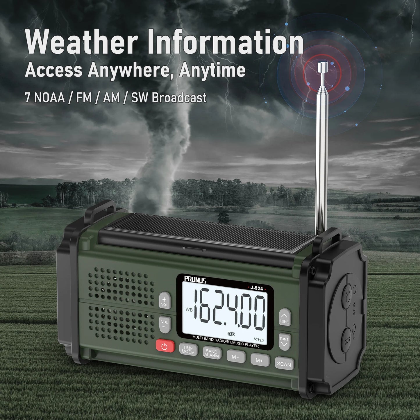 Hand Crank Emergency Radio Solar, NOAA Weather Radio AM/FM