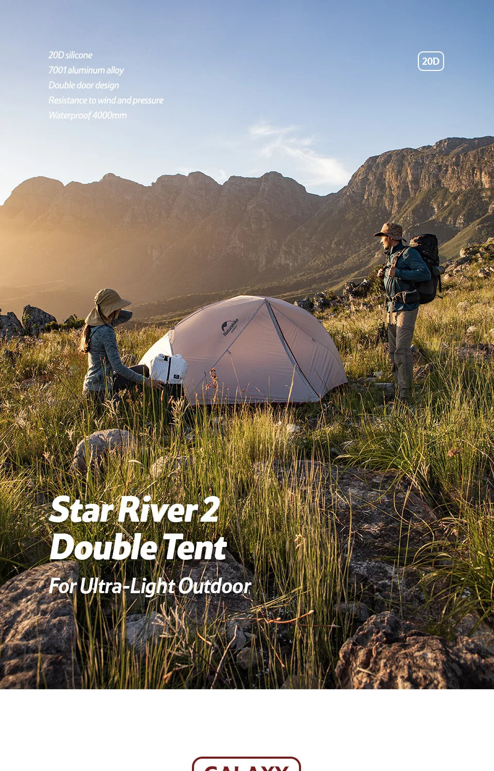 Naturehike Star-River Ultralight Waterproof Tent 2 People 4 Seasons Outdoor Travel Hiking Fishing Tent Double Layers Tent