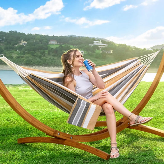10 FT Wooden Stand Hammock, 475lbs Capacity