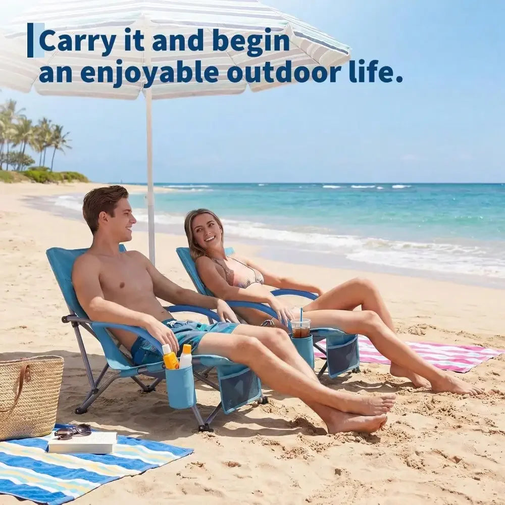Low Beach Chair 2 Pack, Extra Wide Seat