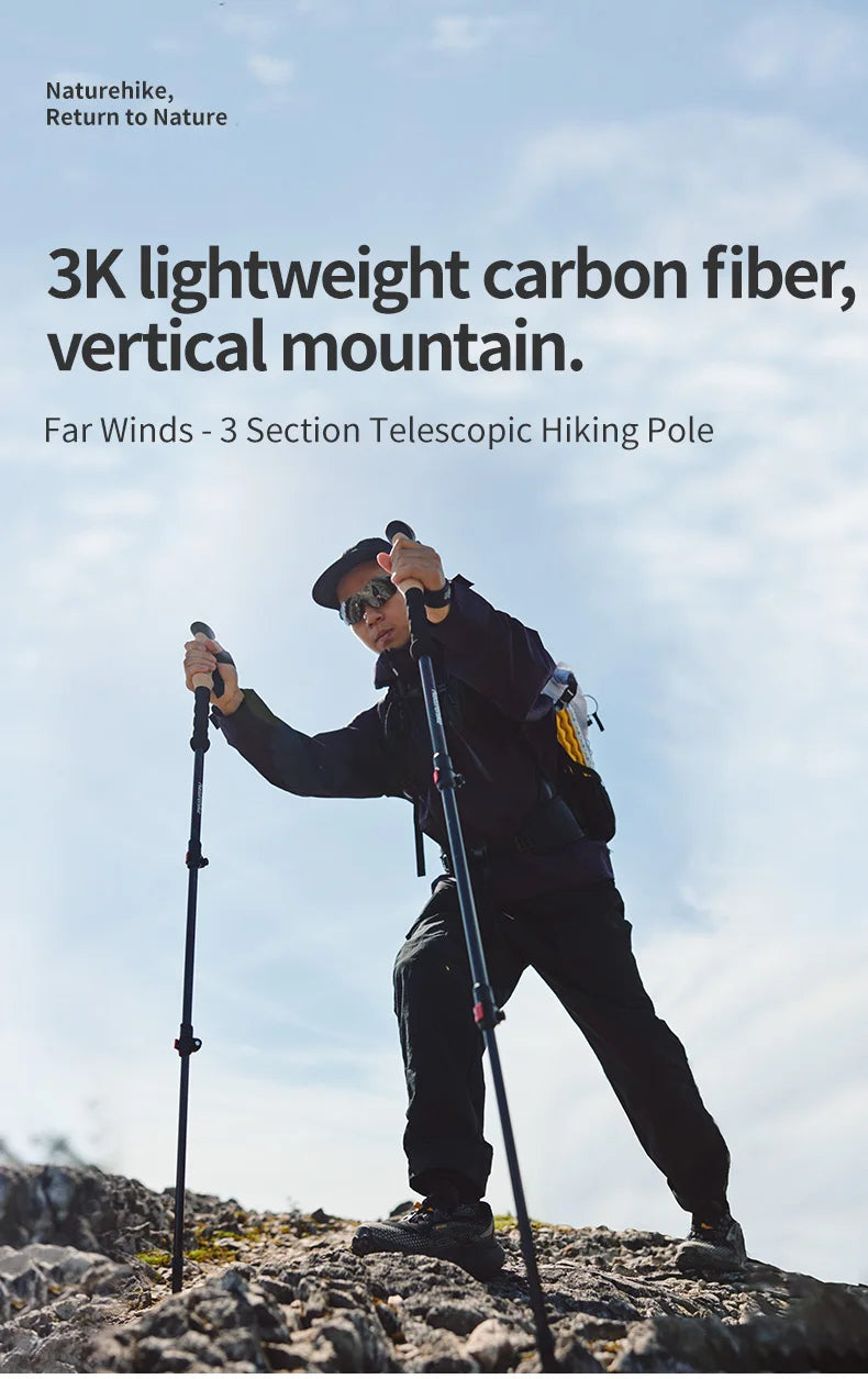 2 PCS Trekking Poles, Lightweight Carbon Fiber