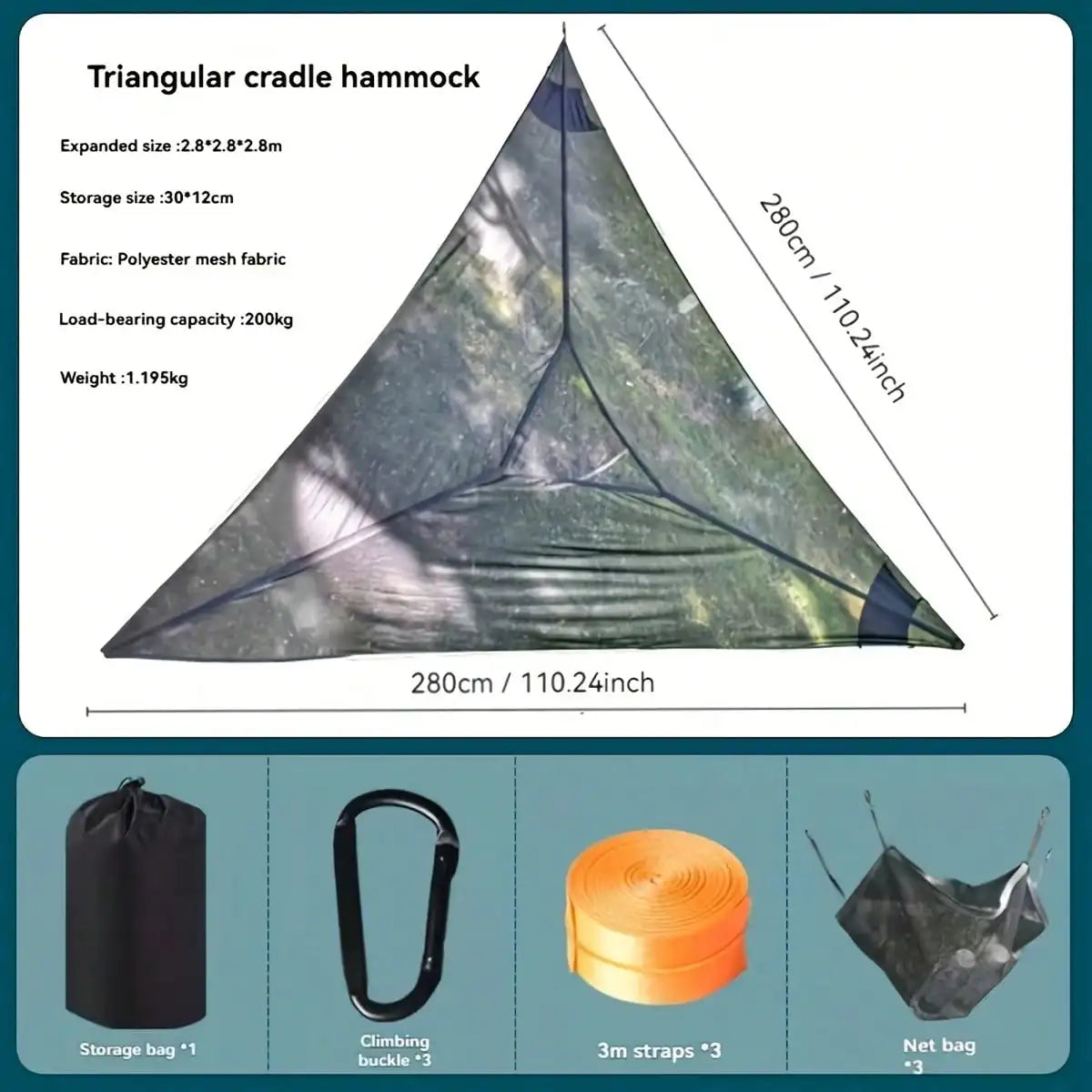 Heavy-Duty Triangle Hammock, 440 LBS Capacity, With Storage Bag