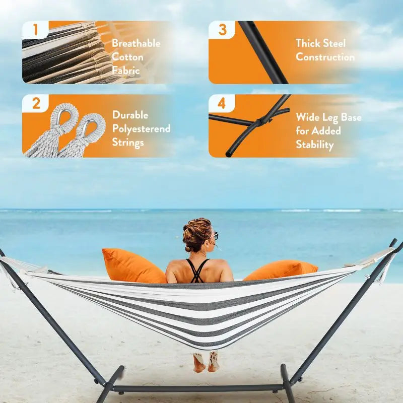 Adjustable Stand Hammock - 600lb Capacity with Storage Bag